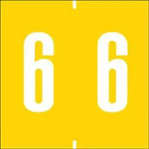 Ames Compatible Numeric "6" Labels, Polylaminated Stock, 1-7/8" X 1-7/8" Individual Numbers - Roll of 500