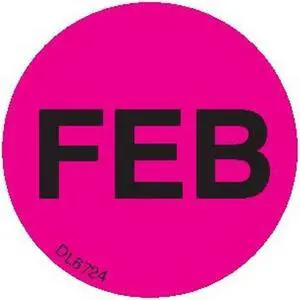 1" Diameter "Feb" Months of the year labels (500 per Roll)
