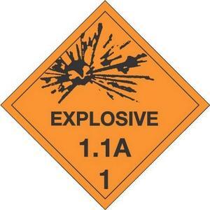 4" x 4" Explosive 1.1A D.O.T. Class 1 Hazard Labels (500 per Roll)