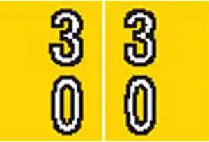 Barkley DAVM Compatible "30" Double Digit Labels, Laminated Stock, 1-3/16" X 1-1/2" Individual Numbers - Roll of 500