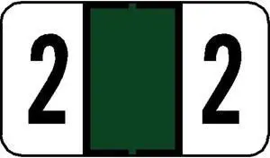 Jeter 7300 Compatible Numeric "2" Labels, Laminated Stock, 15/16" X 1-5/8" Individual Numbers - Roll of 500