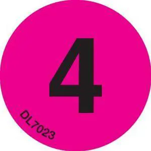 1" Diameter number 4 circle labels (500 per Roll)