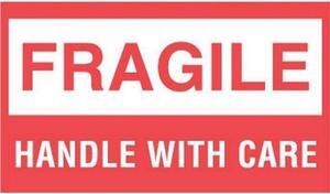 3" x 5" White/Red Fragile Handle With Care Labels (500 per Roll)