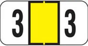 Jeter Compatible Numeric "3" Labels, Polylaminated Stock, 3/4" X 1-1/2" Individual Numbers - Roll of 500