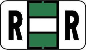 Tab 7200 Compatible "R" Labels, Laminated Stock, 15/16" X 1-5/8" Individual Letters - Roll of 500