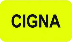 Insurance Labels, CIGNA - Fluorescent Chartreuse, 1-1/2" X 7/8" (Roll of 250)