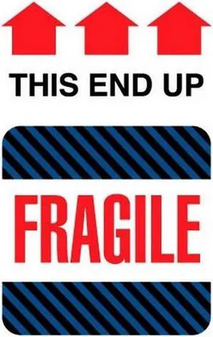 6" x 4" Fragile This End Up Labels (500 per Roll)