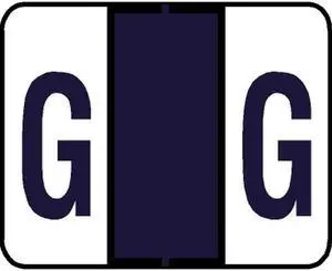 Tab Compatible "G" Labels, Vinyl Kimdura Stock, 1" X 1.25" Individual Letters - Roll of 500