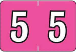 Colwell Compatible Numeric "5" Labels, Polylaminated Stock, 1" X 1-1/2" Individual Numbers - Roll of 500