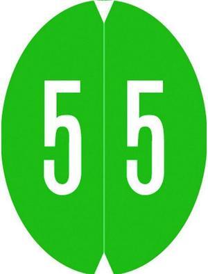 VRE/GBS 8857 Compatible Numeric "5"  Oval shapedLabels, Laminated Stock,1-1/8" x 1-1/2" Individual Numbers - Roll of 500