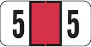 Jeter Compatible Numeric "5" Labels, Polylaminated Stock, 3/4" X 1-1/2" Individual Numbers - Roll of 500