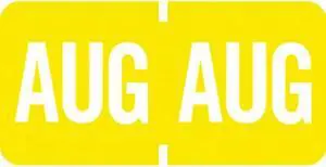 Tab Compatible "Aug" Month Labels, Vinyl Kimdura Stock, 1" X 1/2", Individual Months - Roll of 1000