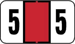 Jeter 7300 Compatible Numeric "5" Labels, Laminated Stock, 15/16" X 1-5/8" Individual Numbers - Roll of 500
