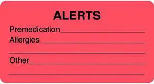 Attention/Alert Labels, ALERTS - Fl Red, 3-1/4" X 1-3/4" (Roll of 250)