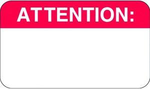 Attention labels - Fl Red, 1-1/2" X 7/8" (Roll of 250)