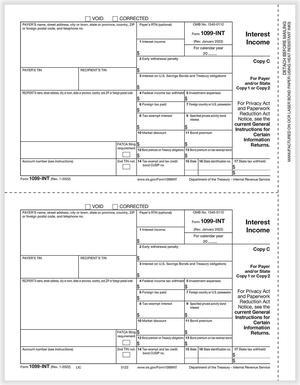 TFP 1099-INT Payer Copy C and/or State Copy - Pack of 100