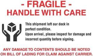 4" x 6" Fragile Handle with Care Labels (500 per Roll)