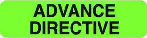 Advanced Directive Labels, ADVANCE DIRECTIVE - Fl Green, 1-1/4" X 5/16" (Roll of 500)