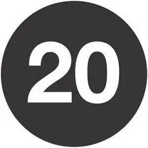 3" Diameter Number 20 Circle Labels (500 per Roll)