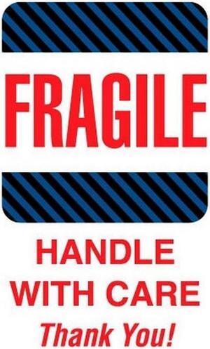 6" x 4" Fragile Handle With Care Thank You Labels (500 per Roll)