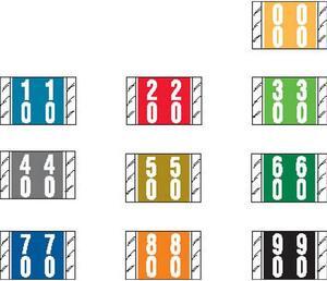Tabbies Compatible Double Digit Labels, Laminated Stock, 1" X 1-1/2", Starter Set - 10 Rolls of 500