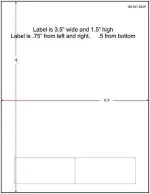 3-1/2" x 1-1/2" (3.5" x 1.5") Integrated Laser Label Form Sheets, 2 Up Labels (Carton of 1500)