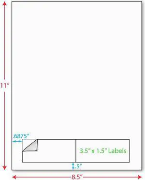 3-1/2" x 1-1/2" (3.5" x 1.5") Integrated Laser Label Form Sheets, 2 Up Labels (Carton of 1000)