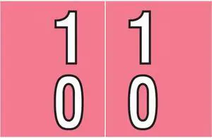 Barkley DBKM Compatible "10" Double Digit Labels, Laminated Stock, 1" X 1-1/2" Individual Numbers - Roll of 500