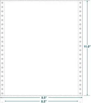 9-1/2" x 11" (W x H) Continuous 18# Computer Paper, Blank (Carton of 2800)