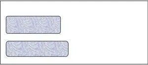 #10, Double Window Envelope, 4-1/8" x 9-1/2", 24# White Wove, Quick Stick Seal, Blue Woodgrain Inside Tint (Box of 500)