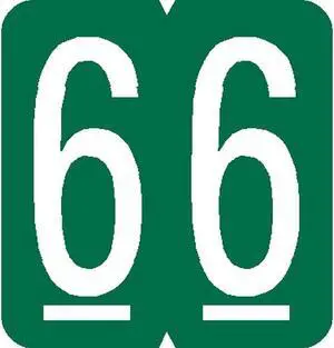 GBS Compatible Numeric "6" Labels, Laminated Stock, 1-5/16" X 1-1/4" Individual Numbers - Roll of 500