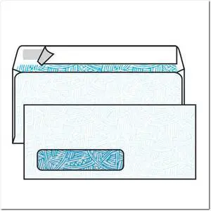 #10 Side Seams Windows Kwik-Tak Wesco Tint, 4-1/8" x 9-1/2", White, Blue Wesco Inside Tint, Poly Window (Box of 500)