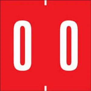 Ames Compatible Numeric "0" Labels, Polylaminated Stock, 1-7/8" X 1-7/8" Individual Numbers - Roll of 500