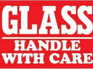 3" x 4" White/Red Glass Handle With Care Labels (500 per Roll)