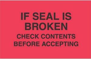 3" x 5" If Seal Is Broken Check Contents Before Accepting Labels (500 per Roll)