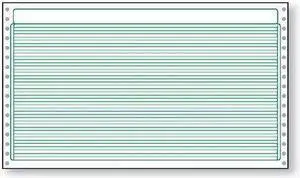 14-7/8'' x 8-1/2" (W x H) Continuous 18# Computer Paper, 1/8" Green Bar, No Marginal Perfs (Ream of 3000)