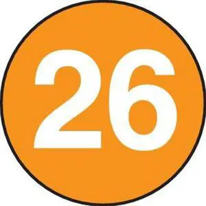 2" Diameter number 26 circle labels (500 per Roll)
