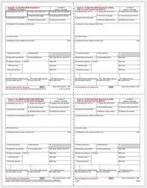 TFP W-2 4-Up Box Employees Copies B, C, 2 & 2 Combined - Pack of 100