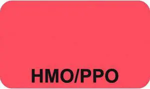 Insurance Labels, HMO/PPO - Fl Red, 1-1/2" X 7/8" (Roll of 250)
