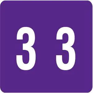 Smead DCCRN Compatible "3" Numeric Labels, Laminated Stock, 1" X 1-1/4" Individual Numbers - Roll of 500