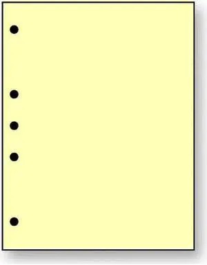 8-1/2'' x 11" Laser Cut Sheet, 20# Canary Stock, 5 Hole Punch Left, 5/16" Diameter (Carton of 2500)
