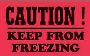 3" x 4" Black/Fluorescent Red Caution Keep From Freezing Labels (500 per Roll)