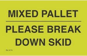 3" x 5" Mixed Pallet Please Break Down Skid Labels (500 per Roll)