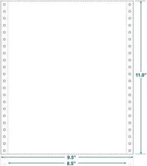 9-1/2" x 11" (W x H) Continuous 20# Computer Paper, Blank-microperf (Carton of 2500)