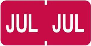 Tab Compatible "Jul" Month Labels, Vinyl Kimdura Stock, 1" X 1/2", Individual Months - Roll of 500