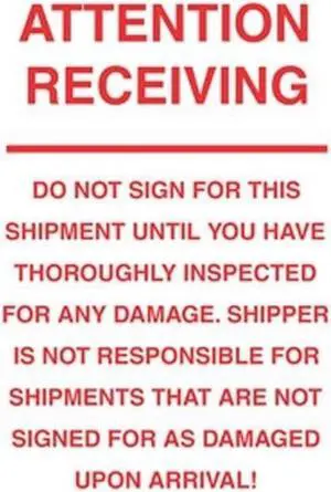 6" x 10" Attention Receiving Labels (250 per Roll)