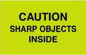 3" x 5" Caution Sharp Objects Inside Labels (500 per Roll)