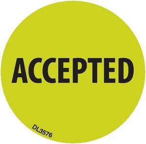 2" diameter Accepted labels (500 per Roll)