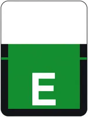 Tab A1307 Top Tab Compatible Labels "E", Vinyl Stock, 1" X 3/4" Individual Letters - Rolls of 500