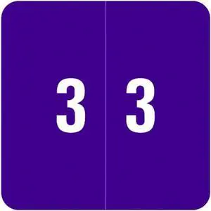 Smead DCC Compatible "3" Numeric Labels, Laminated Stock, 1-1/2" x 1-1/2"" Individual Numbers - Roll of 250